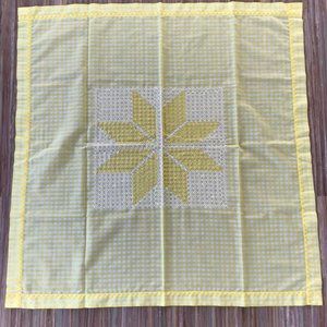 Sunshine Yellow Gingham Check Tablecloth with Hand Embroidered Star 36" Square